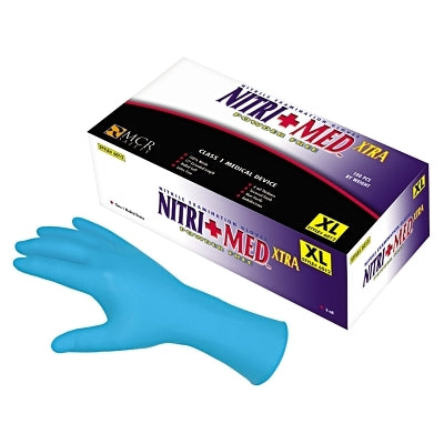 Nitrile Disposable Gloves, NitriShield, Rolled Cuff, Unlined, Large, Blue, 8 mil Thick, Powder Free, Industrial Grade