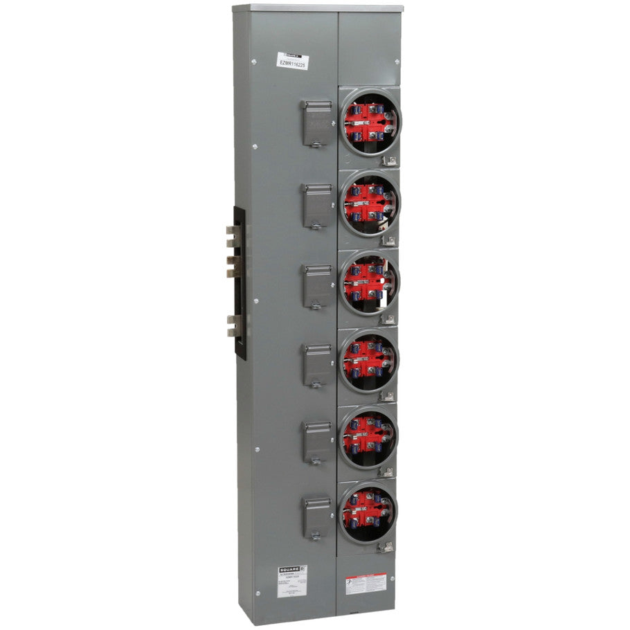 Meter Center Branch Unit, Steel, 225A, 120/240V ac, 1-Phase, 4-Wire, Surface Mount, 69.94 H x 17.37 W x 8.09 D in.