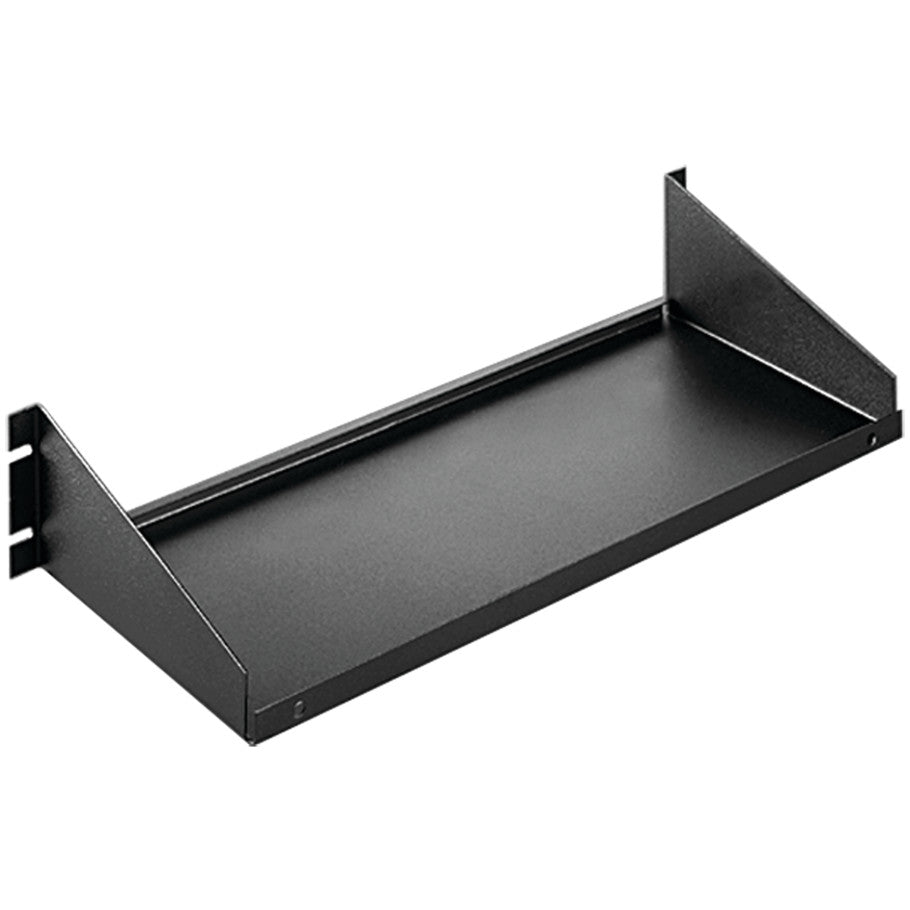 Single-Sided Rack Shelf, Steel, Vented, 75 lb. Capacity, 15 in. D, Jet Black