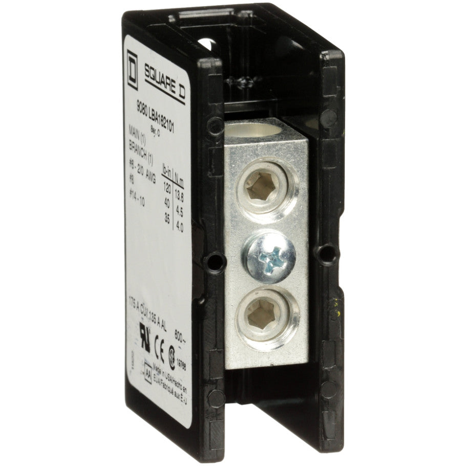 Power distribution block, Linergy, 1 pole, 1 line, 1 load, 175A Cu, 135A Al, 600V