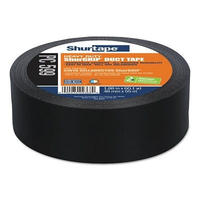 PC 599 ShurGRIP Heavy-Duty Co-Extruded Duct Tape, 48mm W, 55m L, 9 mil thick, Black