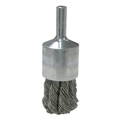 Vortec Pro Stem Mtd Knot Wire End Brushes, Stainless, 3/4 in Dia, .014 Wire