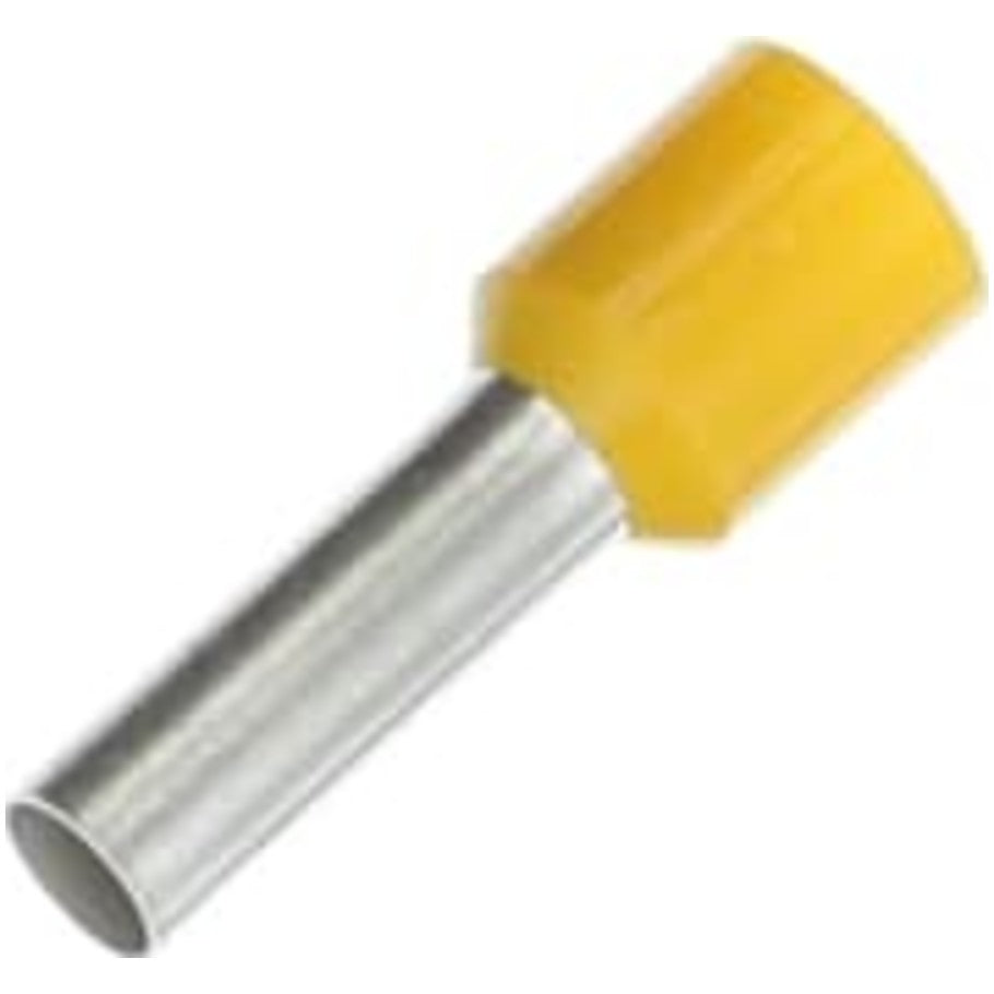 Polypropylene-Insulated Ferrule, Total Length .787 Inches/20mm, Wire Range 10 AWG/6.00mm2, Color Yellow, Copper, Tin Plated