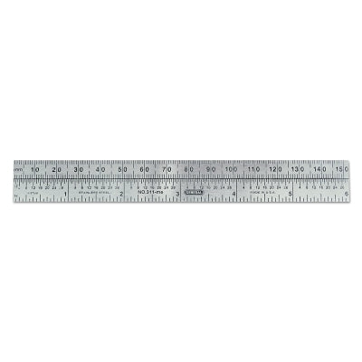 Economy Precision Stainless Steel Rules, 6 in X 3/4 in, Stainless Steel, Inch