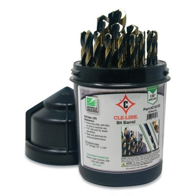 Bit Barrel 1878 Heavy Duty Black and Gold with Flat Jobber Length Drill Set, 29 Pc, 1/6 in to 1/2 in x 1/64 in