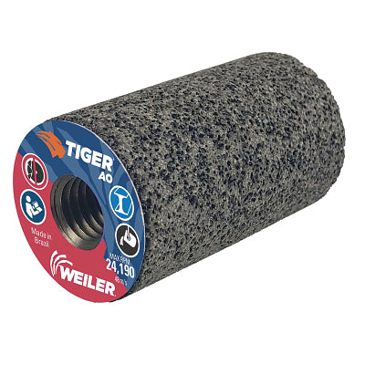 Tiger Grinding Plug, 1-1/2 in dia x 2-1/2 in Thick x 5/8 in-11 Arbor, 24 Grit, Aluminum Oxide, Type 18, 12 EA/BX