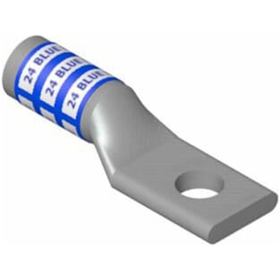 Compression Lugs, Tin-Plated, Aluminum, Red, 1.31 in., 1/4 in. Stud, 10 AWG