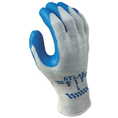 ATLAS 300 Latex Coated Fingertips/Palm Gloves, Large, Blue/Gray