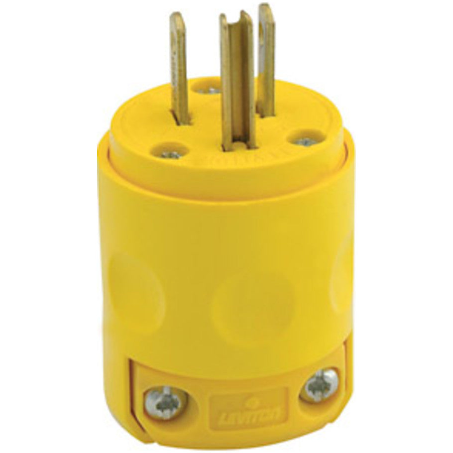 Straight Blade Plug, Residential Grade, 15A 125V, 2P3W, Yellow PVC