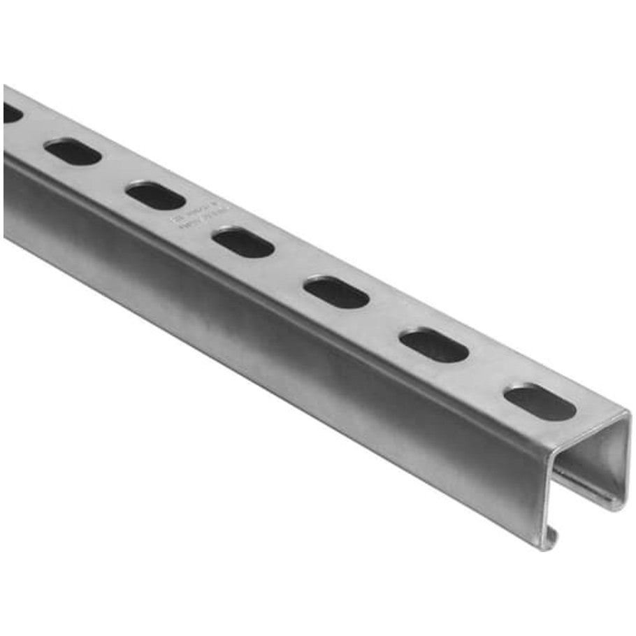 A1400 Channel, 14 ga., 1-5/8 in. x 1-5/8 in.,L. 10 ft., Half Slot, Pre-Galvanized with 9/16 in. x 1-1/8 in.