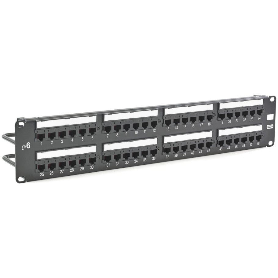 NEXTSPEED Cat 6 Patch Panel, Rack Mount, 48-Port, 2 RU, Black