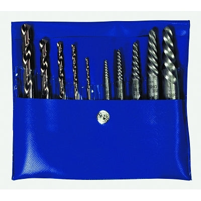 Hanson 10-pc Spiral Extractor and Drill Bit Combo Pack, EX-1 to EX-5 Extractors, 5/64 in to 19/64 in Drill Bits