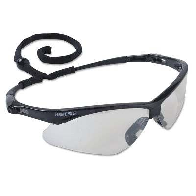 V30 Nemesis Safety Glasses, Indoor/Outdoor, Polycarbonate Lens, Uncoated, Black Frame/Temple, Nylon