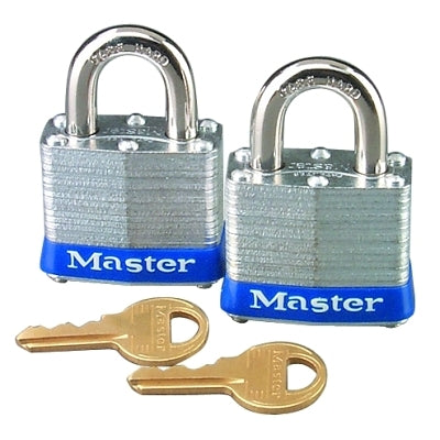 No. 3 2-Pack Laminated Steel Pin Tumbler Padlocks, 9/32" Dia., 3/4" L X 5/8" W