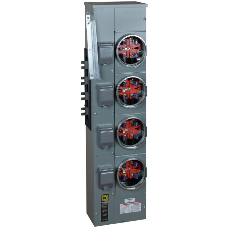Meter Center, Ringed, 125 A, 1 Phase (Out) Phase, 3 Phase (In) Phase, 4, 208Y/120 V