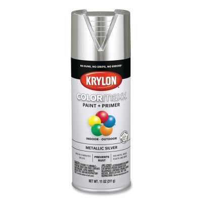 COLORmaxx Paint + Primer Spray Paint, 11 oz, Silver, Metallic