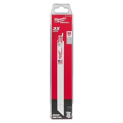 SAWZALL Standard Metal Cutting Blade, 9 in L, 18 TPI, For Rigid Conduit/Strut, 50 EA/BOX