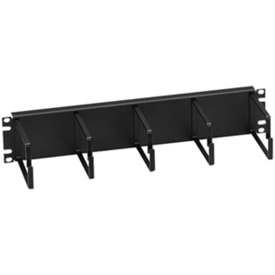Ring Cable Manager, (5) 4 in. Rings, Horizontal, Steel, 2RU, Black, 3.47 H x 19 W x 4.5 in. D