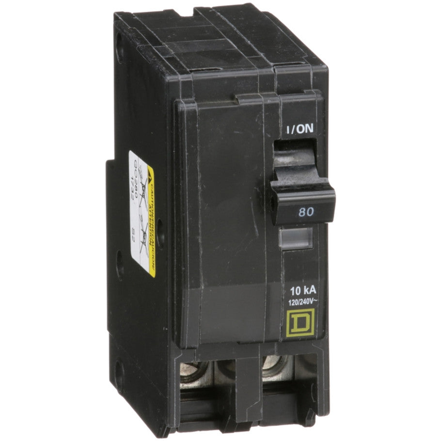 QO Miniature Circuit Breaker, Plug-In, 10kA, Common Trip, 120/240 Vac, 2-Pole, 80A