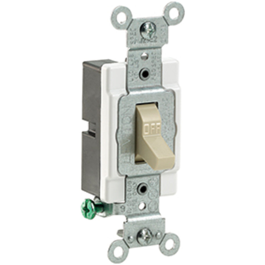 Toggle AC Quiet Switch, 1-Pole, 15A, 120/277V, Side Wired, Ivory