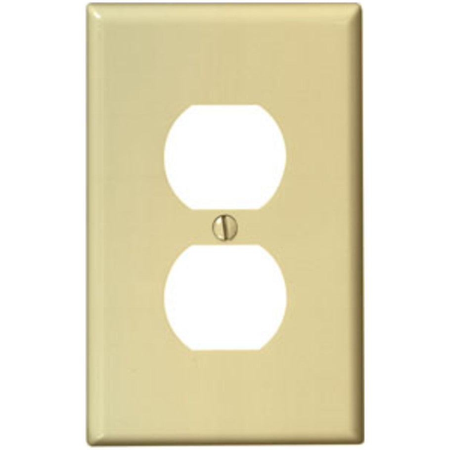 Midsize Duplex Receptacle Wall Plate, Nylon 1 Gang Device Mount, Ivory