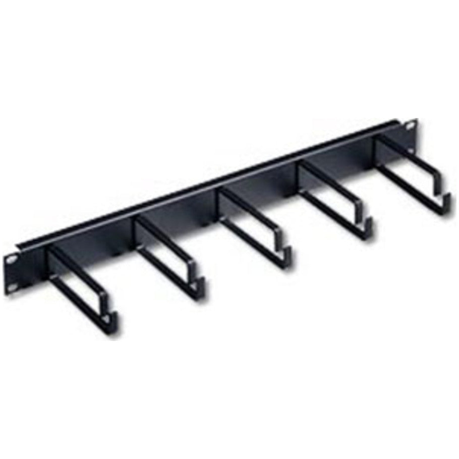 Horizontal 5-Ring Cable Manager, Steel, Single-Sided, 1RU, 1.72 H x 19 W x 4.5 in. D, Black