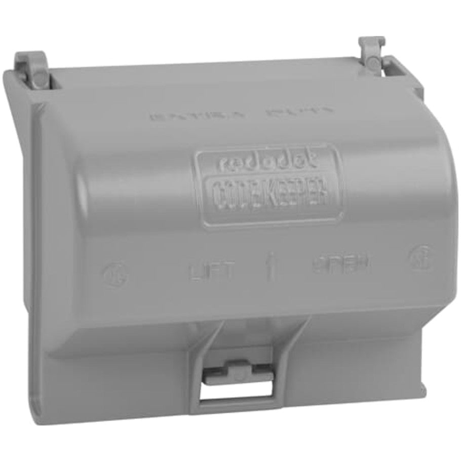 Code Keeper Weatherproof While-in-Use Cover, Extra-Duty, Die Cast Aluminum, Grey, 1-Gang, Horizontal, 3-1/4 in. Deep