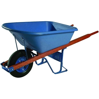 Jackson Poly Contractors Wheelbarrows, 5.75 cu ft, Flat-Free Smooth, B.B., Blue