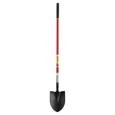 Round Point Digging Shovel, 9.5 in W x 12 in L Blade, 48 in L Straight Fiberglass Handle w/Cushion End-Grip, Open-Back