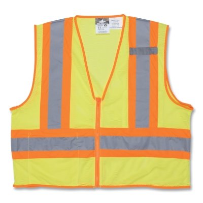 Luminator Class II Limited Flammability Vest, 3X-Large, Polyester Mesh, Fluorescent Lime, Zipper