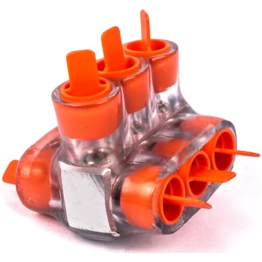 Double-Sided Insulated Multi-Cable Connector Block, 3-Outlet, 14 to 4 AWG