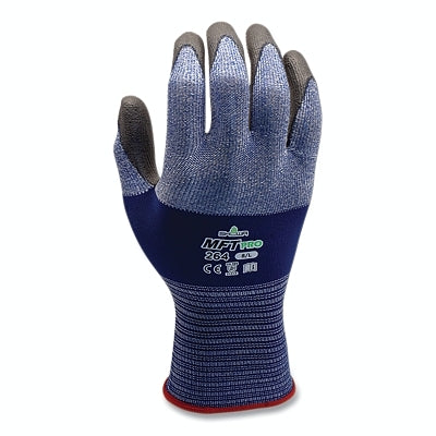 MFT PRO Coated Palm Gloves, Large, Blue, Black Foam Polyurethane Coating