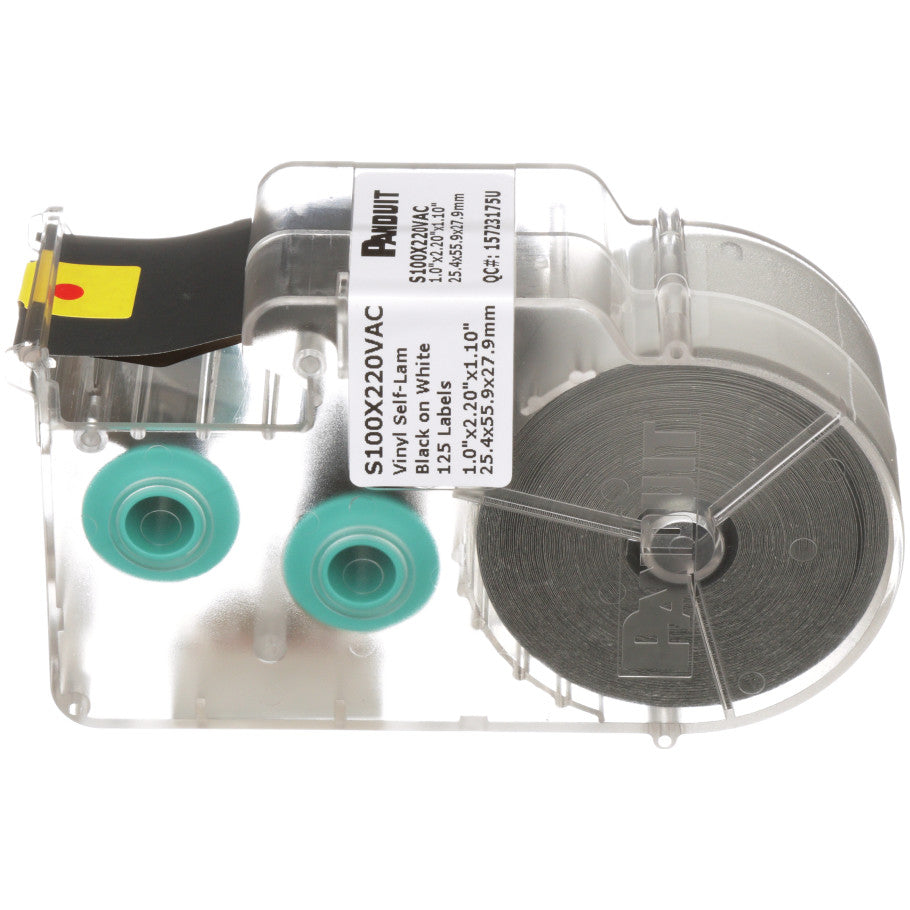 P1 S100X220VAC Self-Lam, Vinyl, White, 125 Lbls, 1", 1.1" PO H, PK1