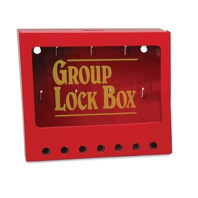 Metal Wall Mounted Group Lockout Box, Red, 7 Max Number of Padlocks, 7 in x 8 in