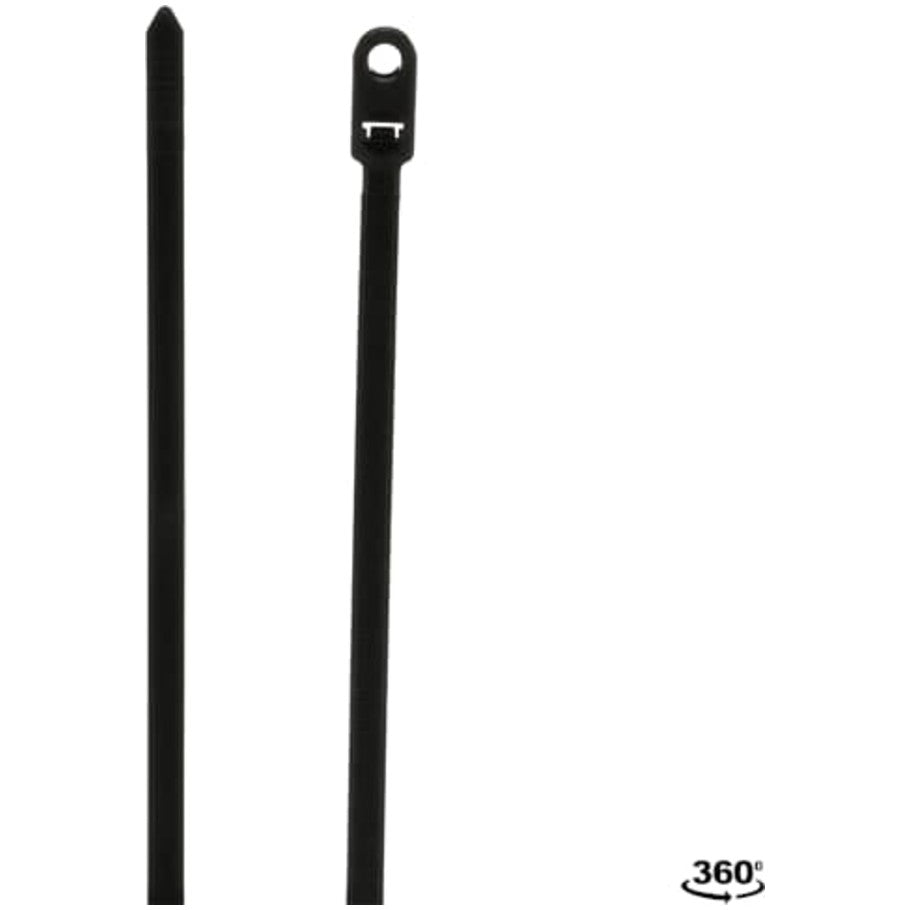 Catamount General Purpose Cable Ties With Mounting Hole, UV Black Nylon, 14.85 L x 0.30 in. W