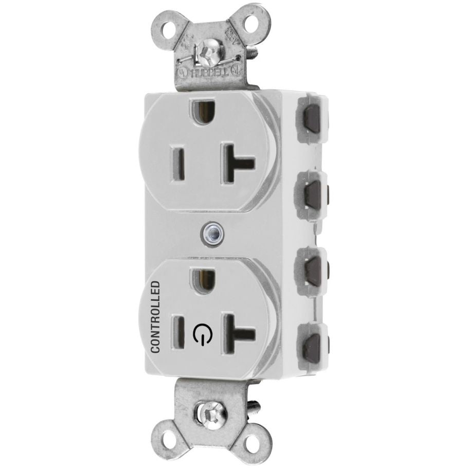 SNAPConnect, Straight Blade Receptacle, Nylon, 20A, 125V, 2500W, Split Circuit, Duplex, White, 3.28 L x 1.64 W x 1.1 in. H