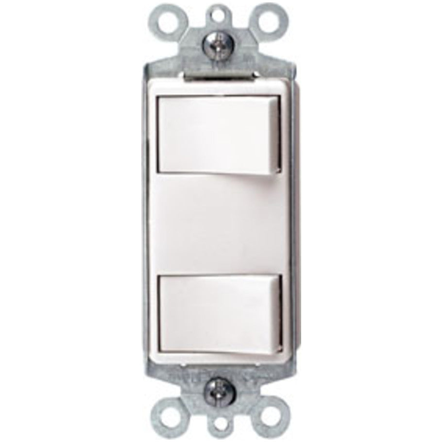 Decora Dual Rocker Combination Switch, Non-Grounding, 1-Pole, 15A, 120V, White
