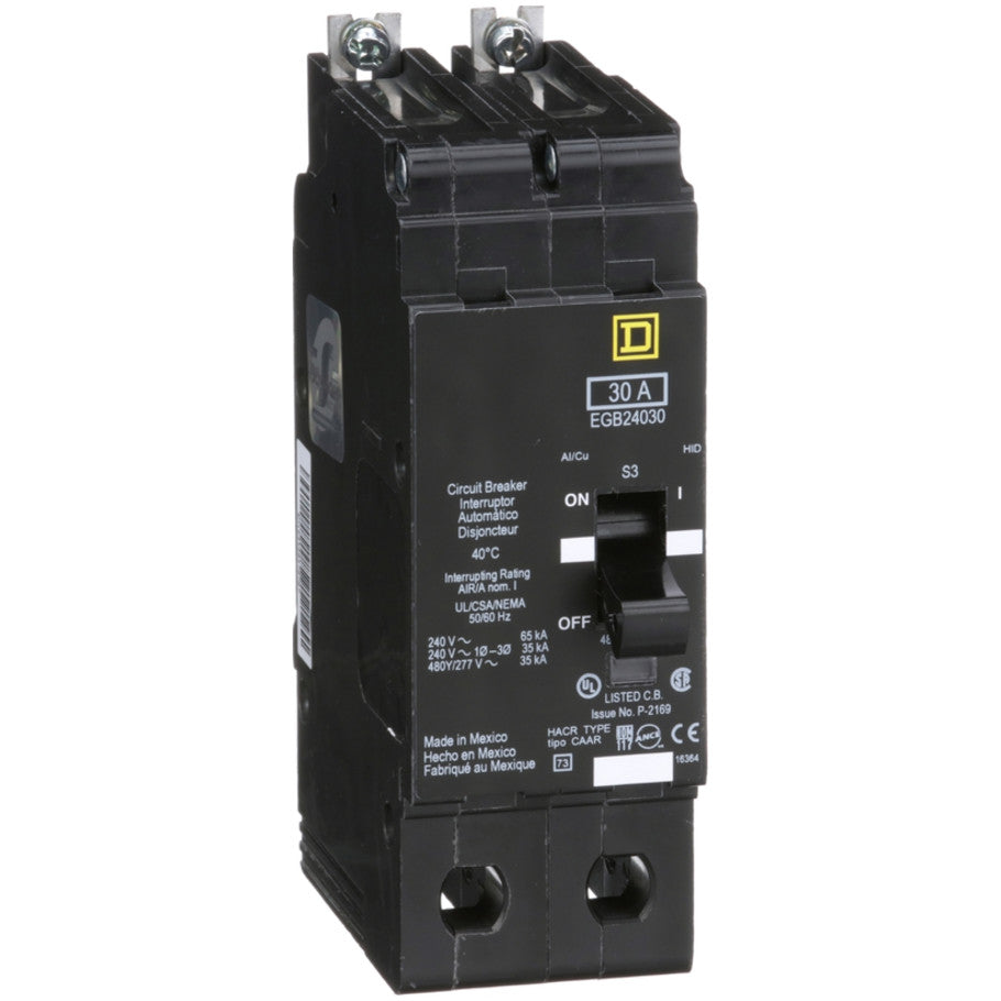 Mini circuit breaker, E-Frame, 30A, 2 pole, 480Y/277VAC, 65kA max, bolt on  TAA