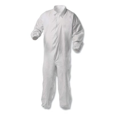 A35 Economy Liquid and Particle Protection Coveralls, Zipper Front/Elastic Wrists/Ankles, White, 2XL