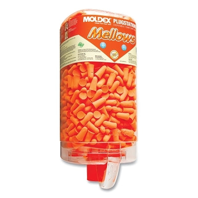 PlugStation Earplug Dispenser, Disposable Plastic Bottle, Foam Earplugs, Bright Orange, Mellows