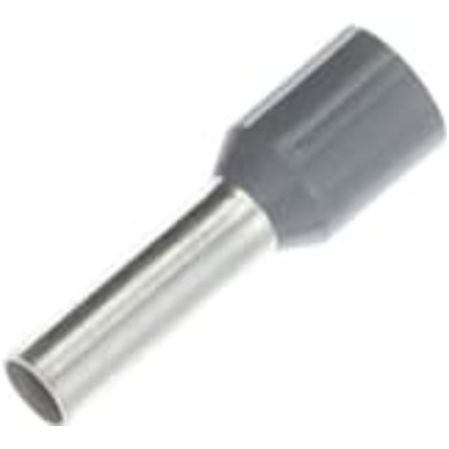 Polypropylene-Insulated Ferrule, Total Length .689 Inches/17.5mm, Wire Range 12 AWG/4.00mm2, Color Gray, Copper, Tin Plated