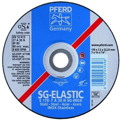 Type 27 Depressed Center Wheel, 4 1/2 in Dia, 1/8 in Thick, 46 Grit, Alum Oxide