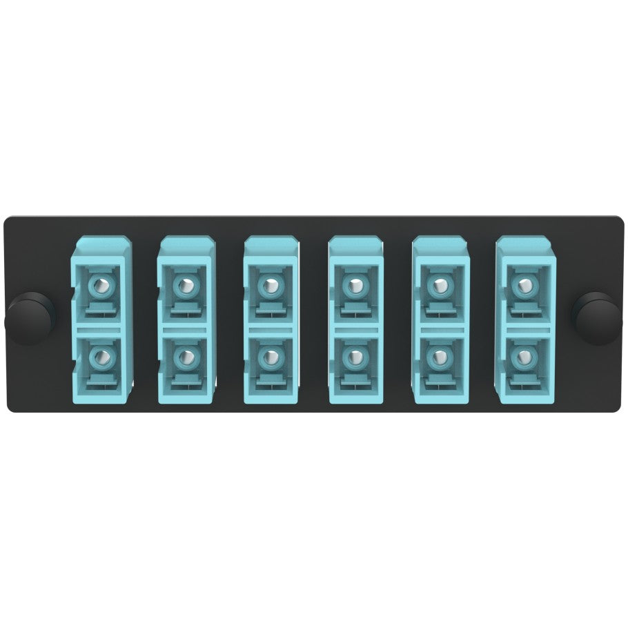 Opticom Fiber Optic Adapter Panels, Multimode (OM3/4), (6) Duplex Adapters for 12-Strand Fiber