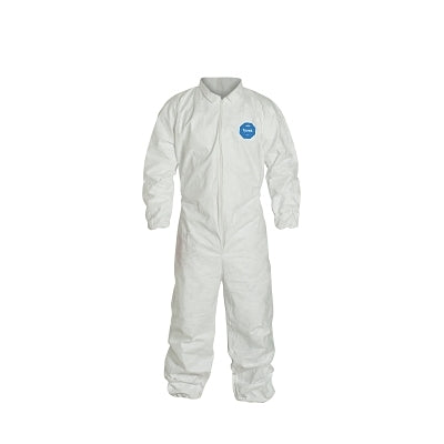 Tyvek 400 Coveralls, Serged Seams, Collar, Elas Waist, Elas Wrists/Ankles, Front Zip, Storm Flap, WH, 5XL, Std