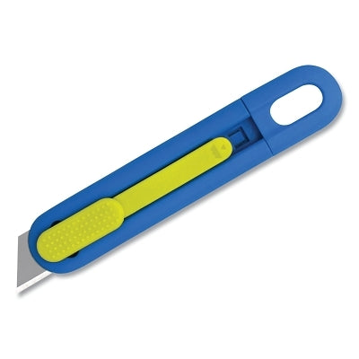 Volo Safety Knife, Auto-Retract, Pointed Tip, Slide, Plastic, Blue/Green