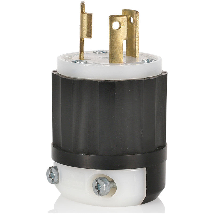 Leviton Black   White 30A 125V 2P3W Locking Plug, Black and White