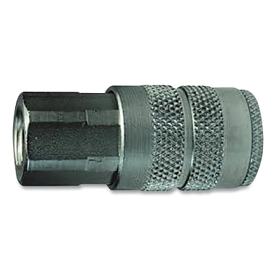 F-Series Pneumatic Manual Threaded Coupler, 3/8 in -18 thread Female, 3/8 in Body, Steel