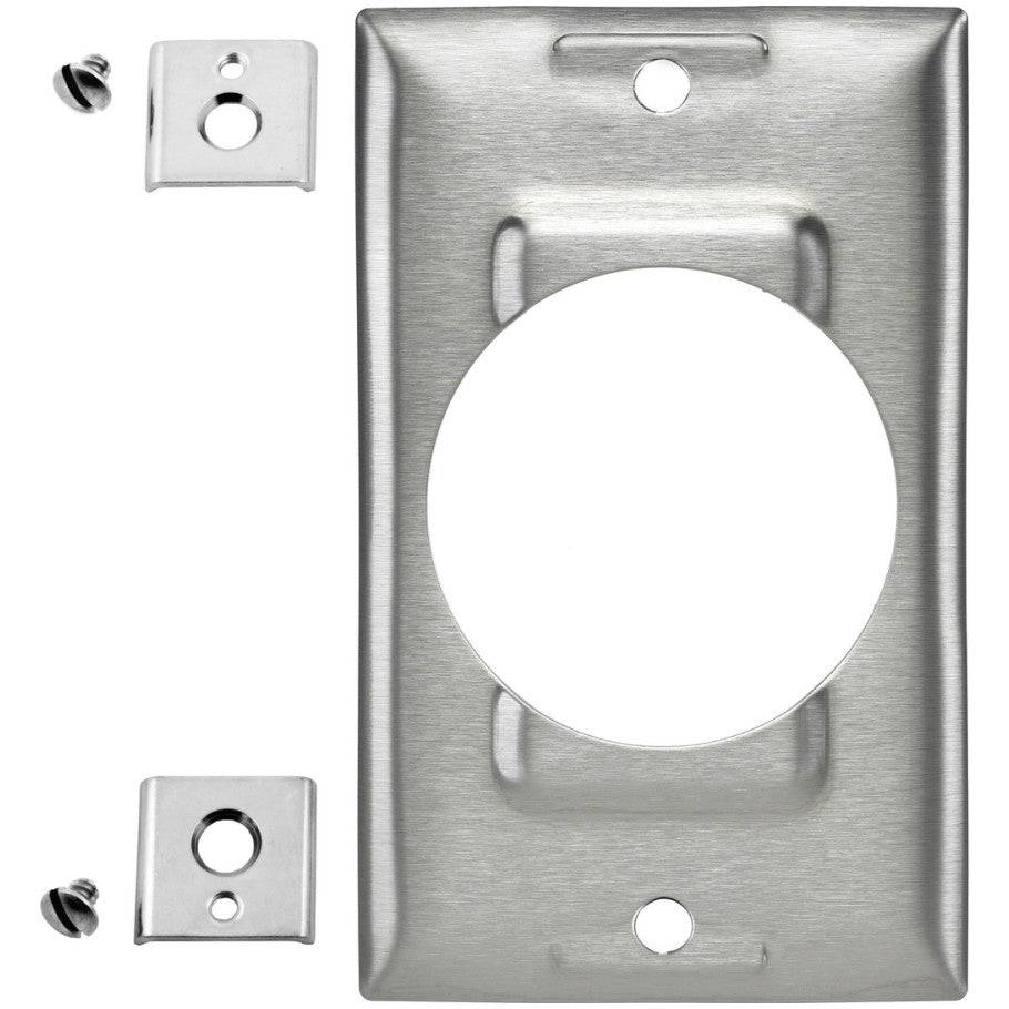 Twish-Lock  Single Receptacle Wall Plate, Stainless Steel, 1-Gang For 50A Opening