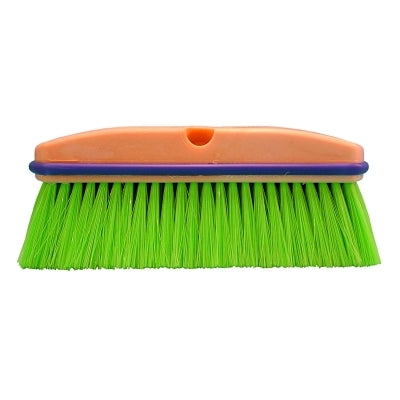 Vehicle Wash Brush, 10 in L Foam Plastic Block, 2-1/2 in Trim L, Green Flagged Nylon Bristle