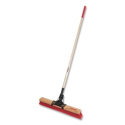 Push Broom with Wooden Handle